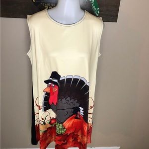 Thanksgiving V-Neck, sleeveless short dress or long blouse, Size XL